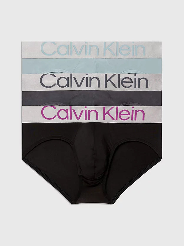 Pack 3 SLIPS Hip Briefs negros microfiber RECONSIDERED STEEL CALVIN KLEIN