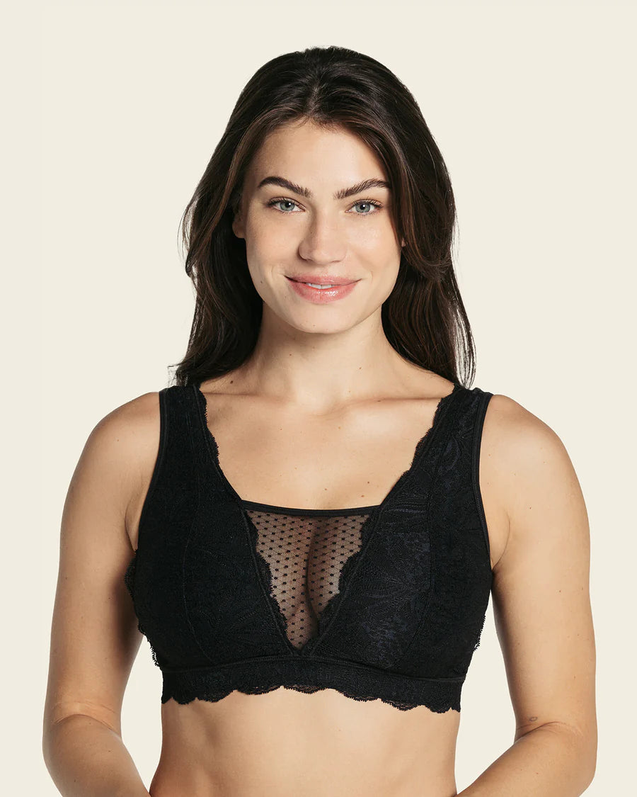 Bralette con blonda suave y bolsillo interior para prótesis Leonisa