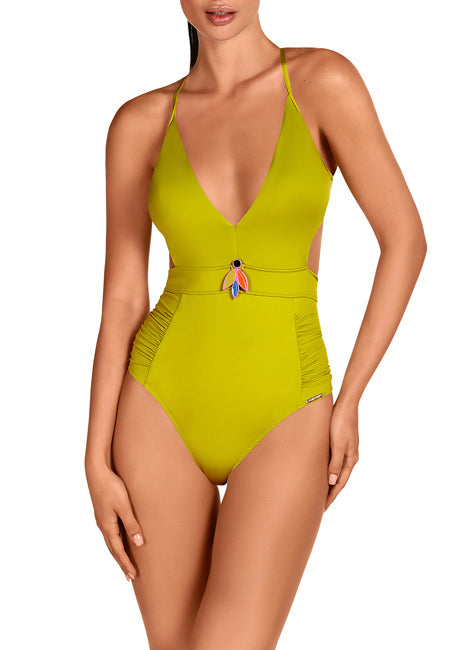 Bañador sin aros verde lima colección Pasarela 025 Dolores Cortés