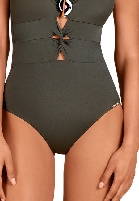 Bañador reductor sin aros KAKI colección Pasarela 025 Dolores Cortés