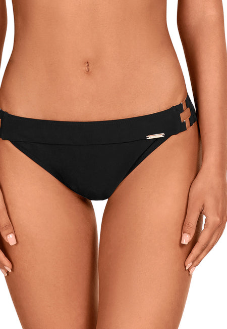 Bikini negro sin aros con detalles dorados Dolores Cortés