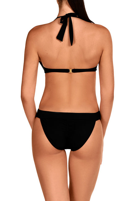 Bikini negro sin aros con detalles dorados Dolores Cortés