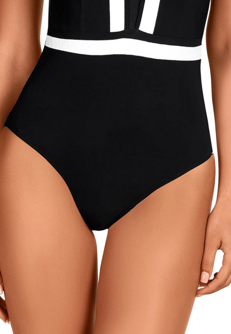 Bañador reductor sin aros negro y blanco Dolores Cortés