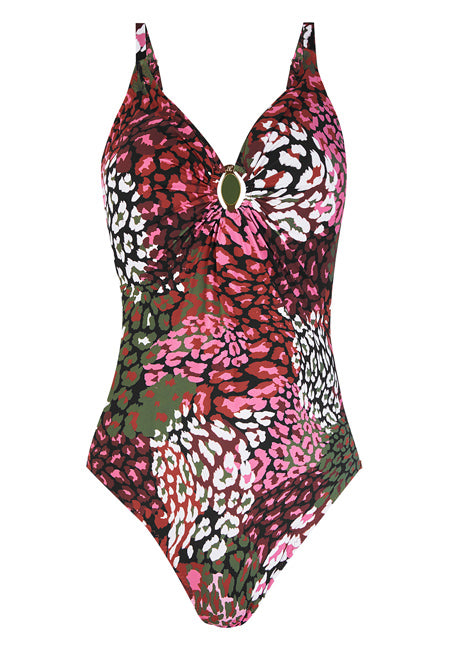 Bañador reductor estampado animal print renovado tonos rosas  Dolores Cortés