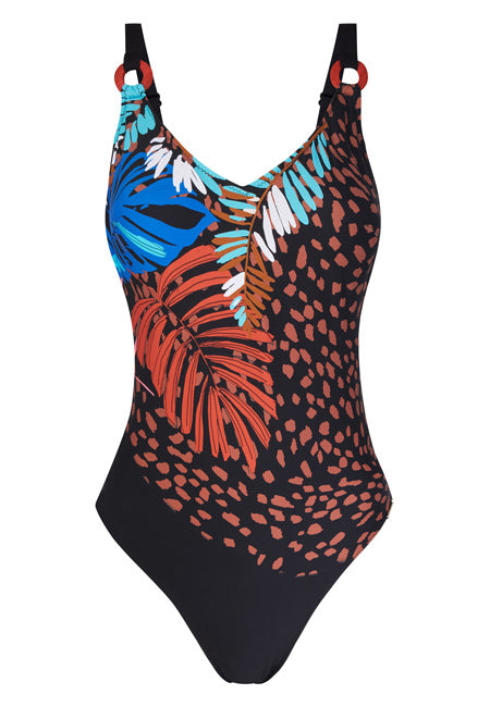 Bañador REDUCTOR línea SHAPE estampado plumas Dolores Cortés