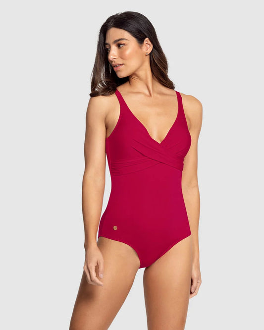 Bañador REDUCTOR rojo control suave  LEONISA