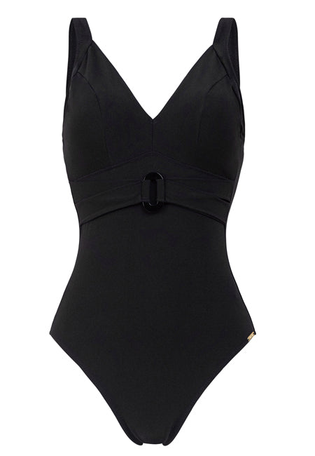 Bañador negro con hebilla bajo el escote Dolores Cortés copa C
