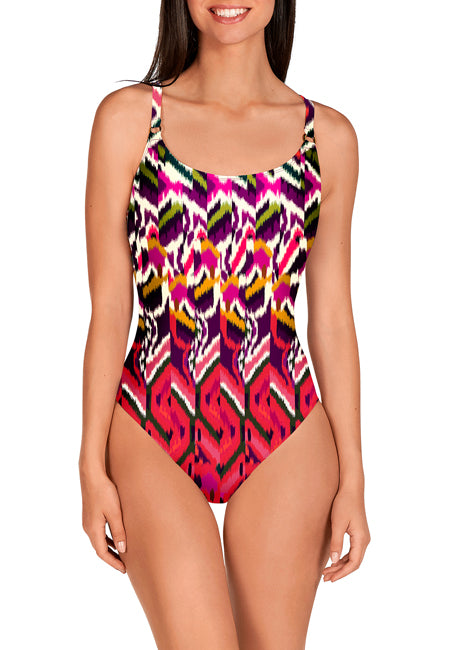 Bañador sin aros tejido SOFT CONTROL estampado rojos Dolores Cortés