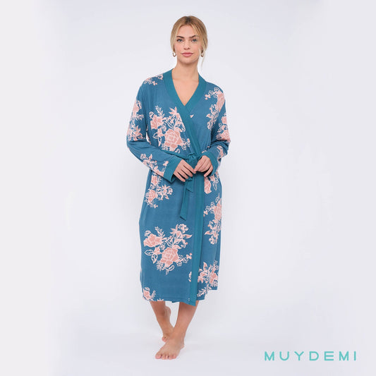 Bata algodón estampado floral Muydemi