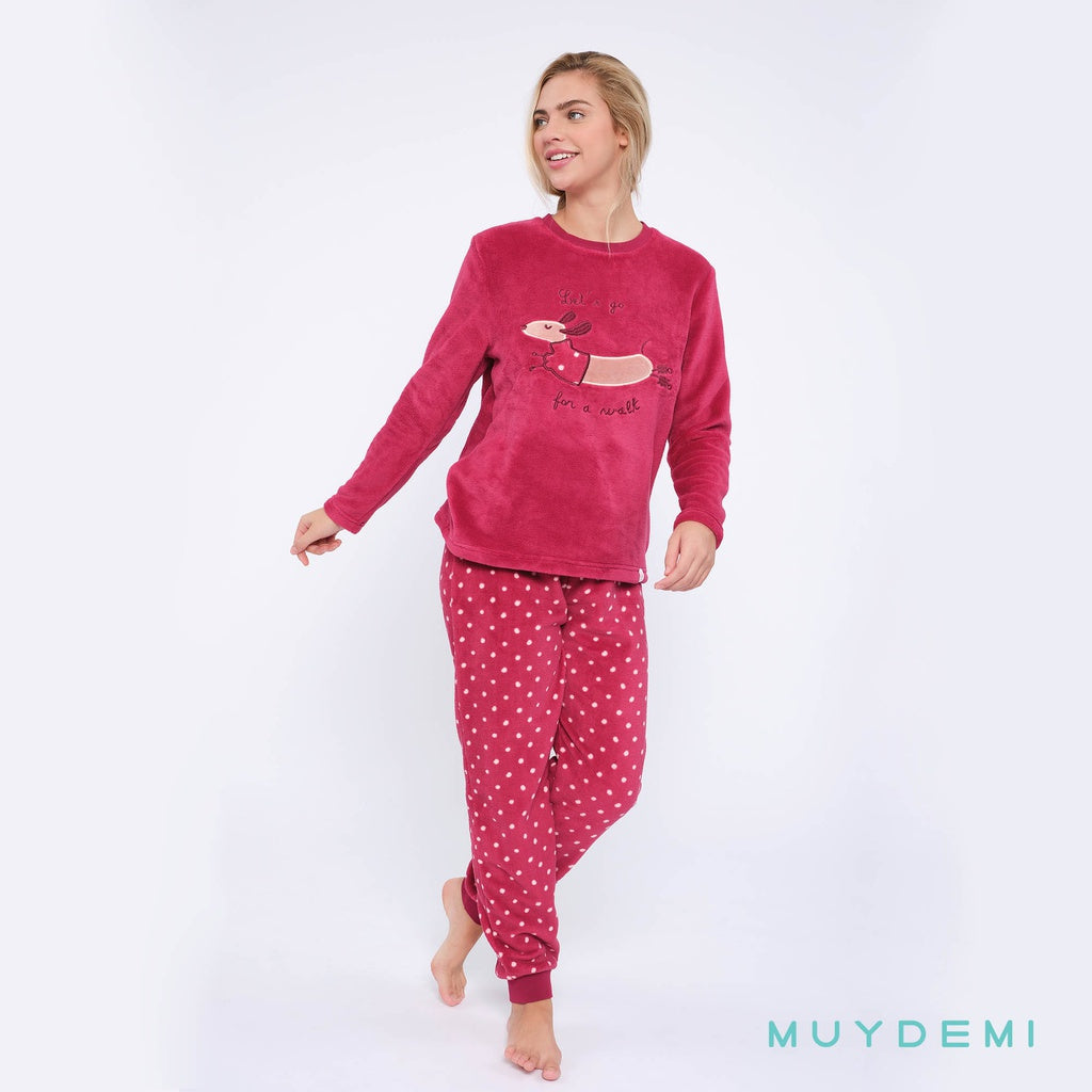 Pijama mujer CORALINA perro salchicha y lunares MUYDEMI