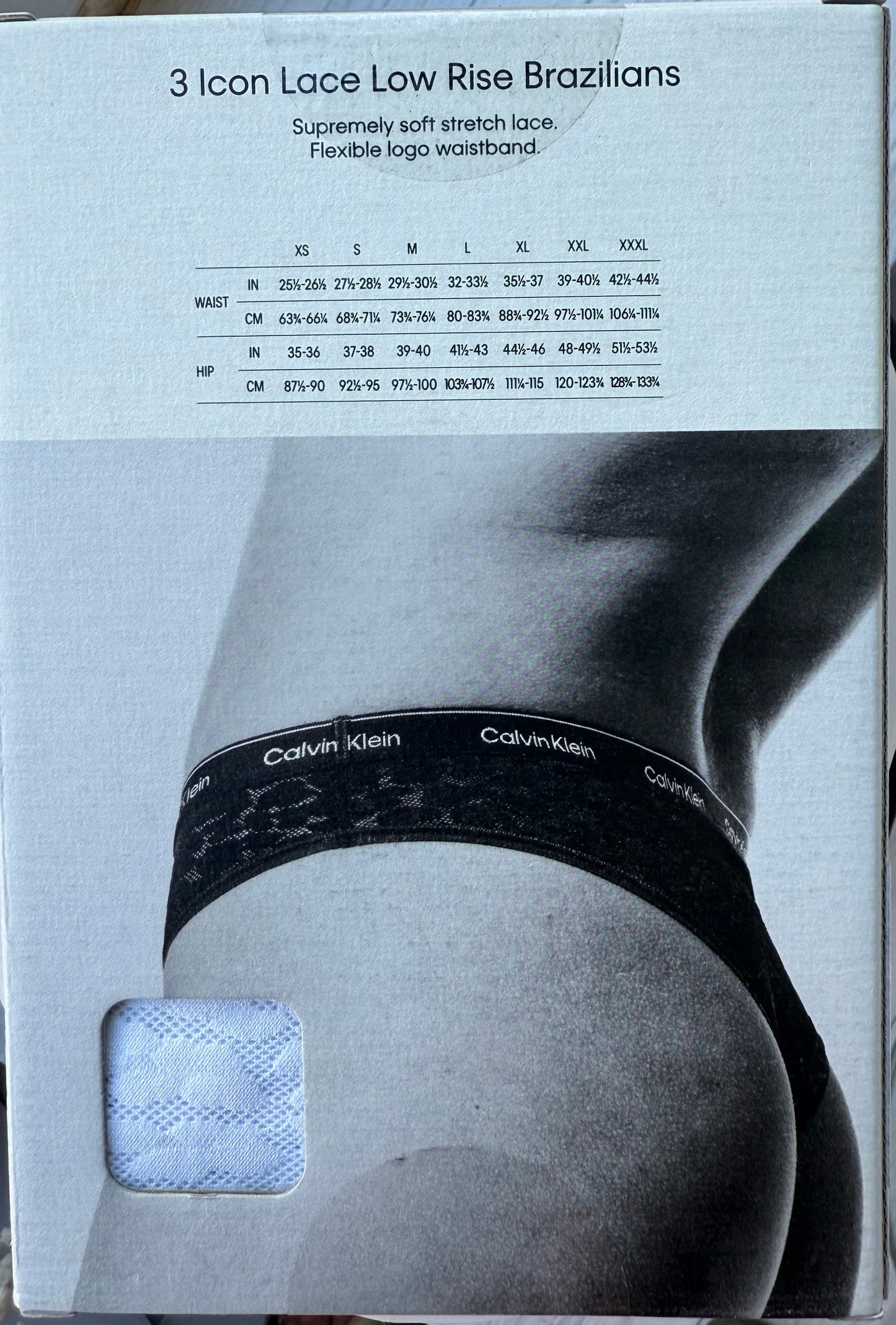 Pack 3 bragas brasileñas encaje elástico colección Icon Lace CALVIN KLEIN