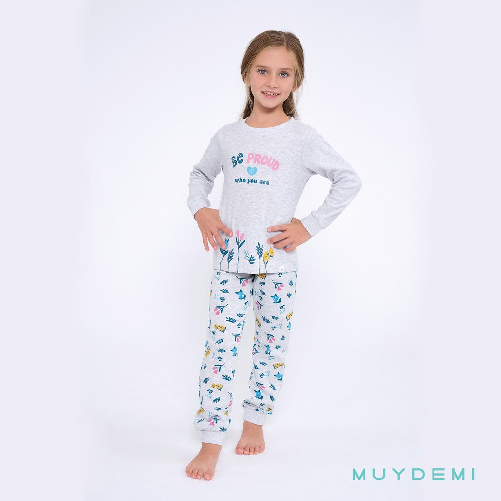 Pijama niña algodón de invierno "Be proud you are" MUYDEMI