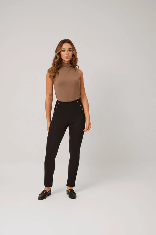 Leggings talle alto negros con botones decorativos Ysabel Mora