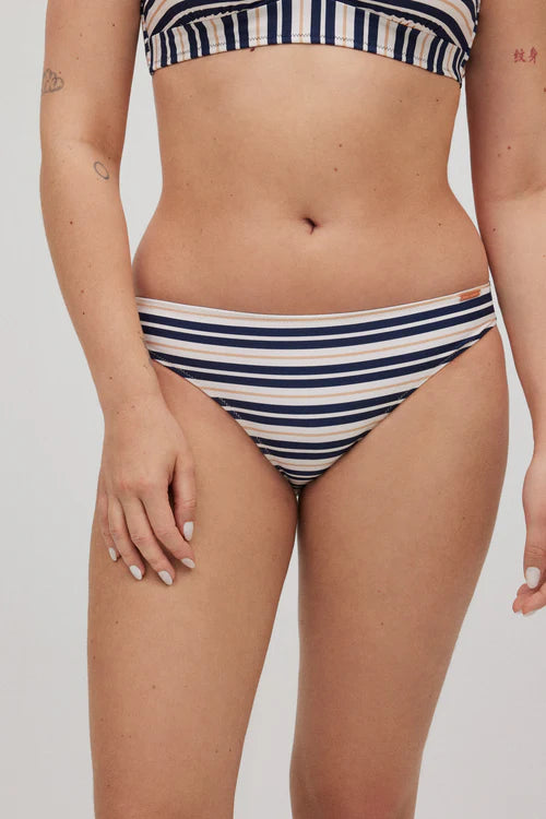 Braga de bikini estampado rayas marino y bronce COMBINABLE YSABEL MORA