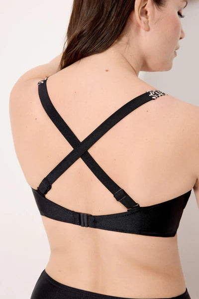 Top bikini reductor con aros COMBINABLE negro tejido brillante SABEL MORA copa E