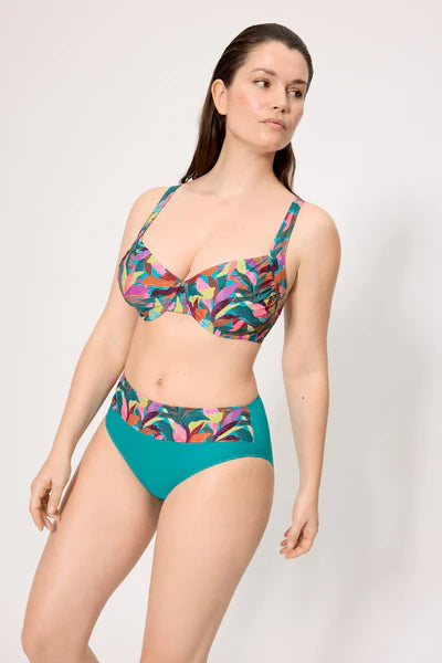 Braga bikini COMBINABLE talle alto estampado hojas YSABEL MORA