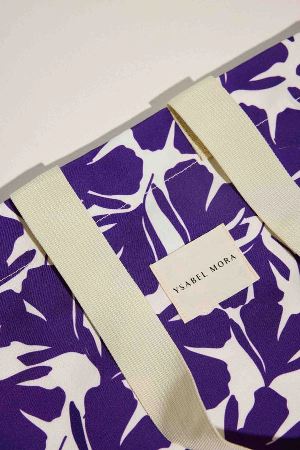 Bolso playero estampado hojas moradas YSABEL MORA