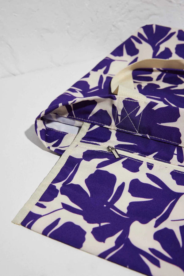 Bolso playero estampado hojas moradas YSABEL MORA