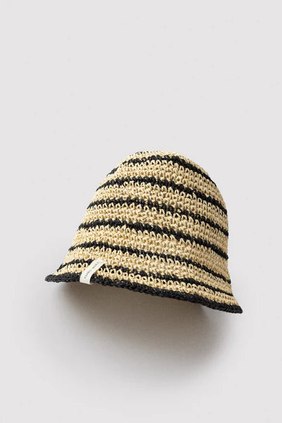 Gorro de rafia de rayas con borde moldeable Ysabel Mora