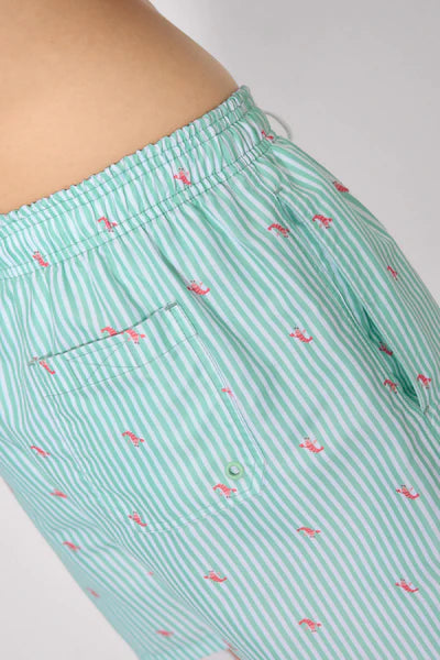 Bañador medio estampado rayas y mini langostas verde YSABEL MORA