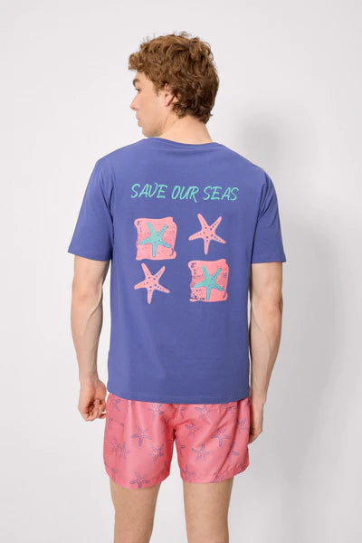 Camiseta manga corta estampado estrellas marinas YSABEL MORA