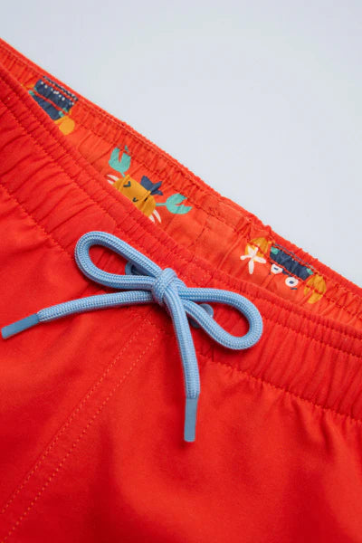 Bañador niño corto forro contraste rojo Ysabel Mora