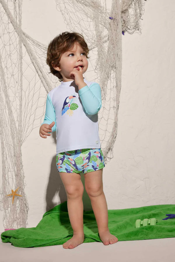 Bañador bebé tipo boxer estampado tucanes Ysabel Mora
