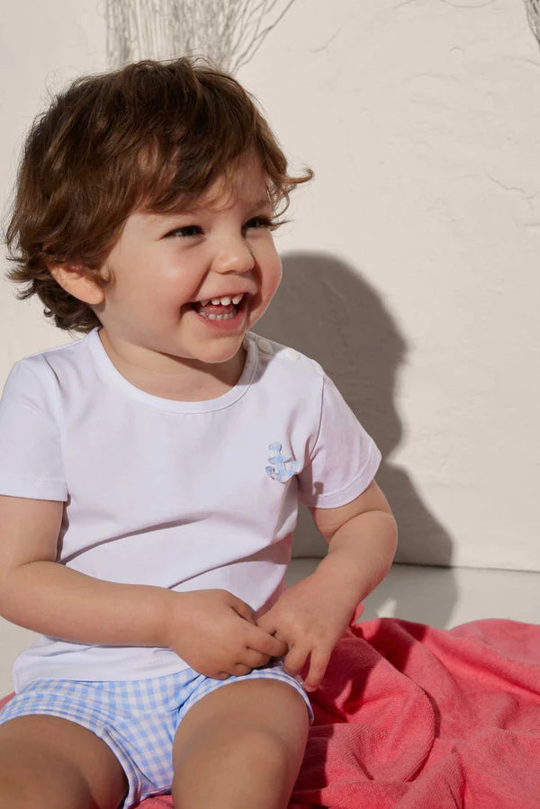 Camiseta bebé blanca con ancla azul Ysabel Mora – - Main Image