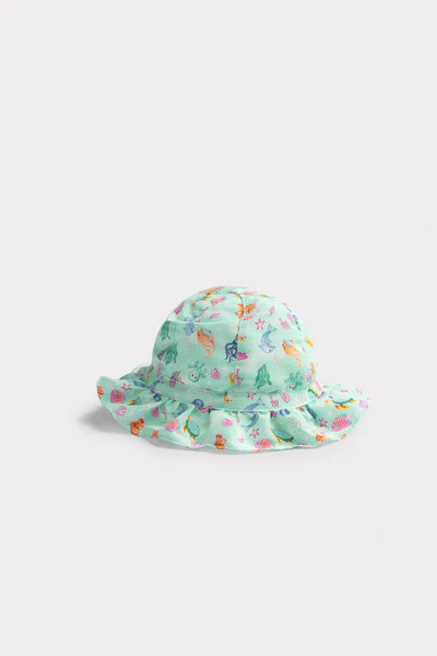 Gorro de playa bebé ala ondulada estampado fauna marina Ysabel Mora