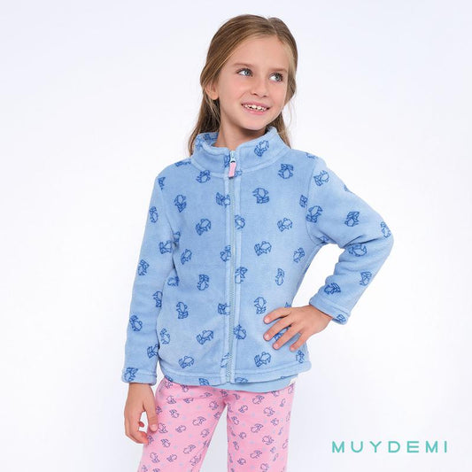 Bata de niña coralina estampado azul MUYDEMI