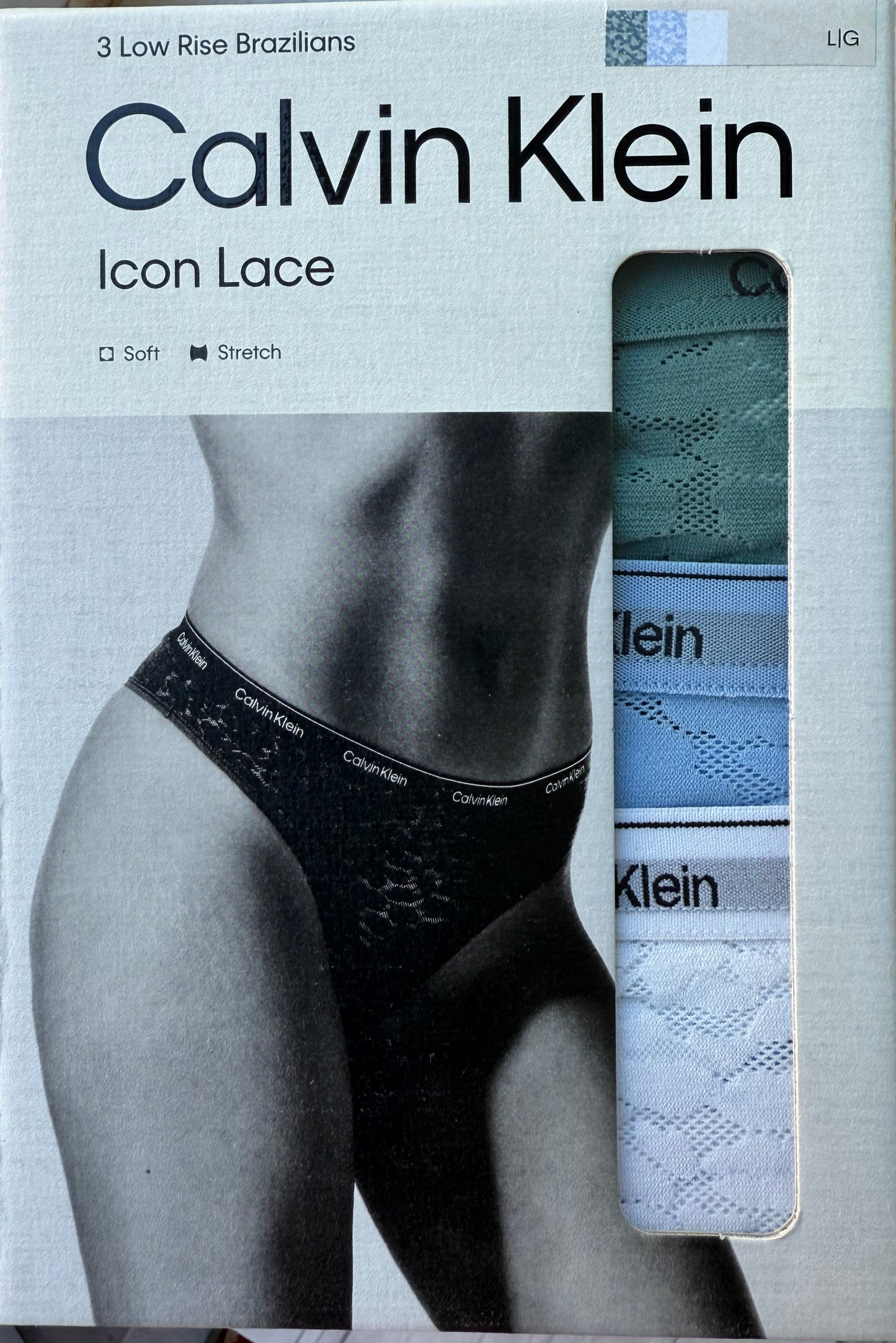 Pack 3 bragas brasileñas encaje elástico colección Icon Lace CALVIN KLEIN
