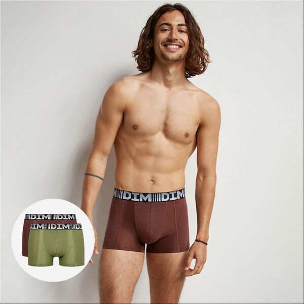 Pack 2 Boxer con air zones algodón 3D Flex DIM marrón/kaki