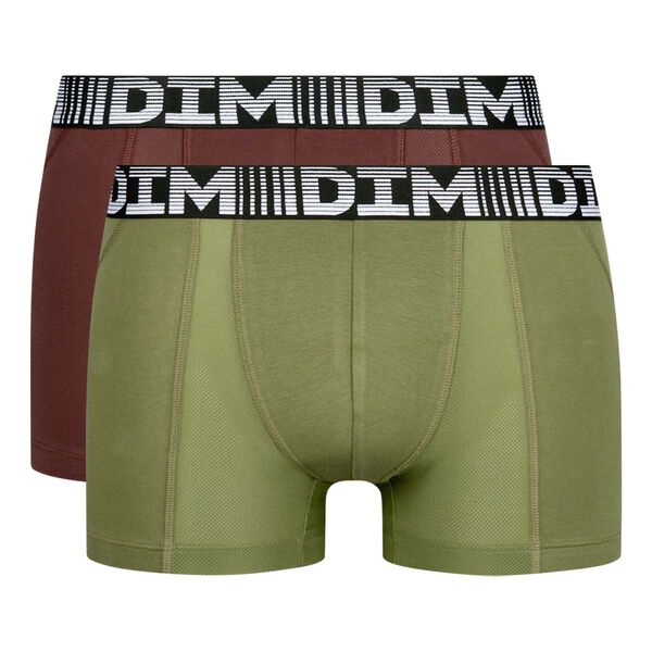 Pack 2 Boxer con air zones algodón 3D Flex DIM marrón/kaki