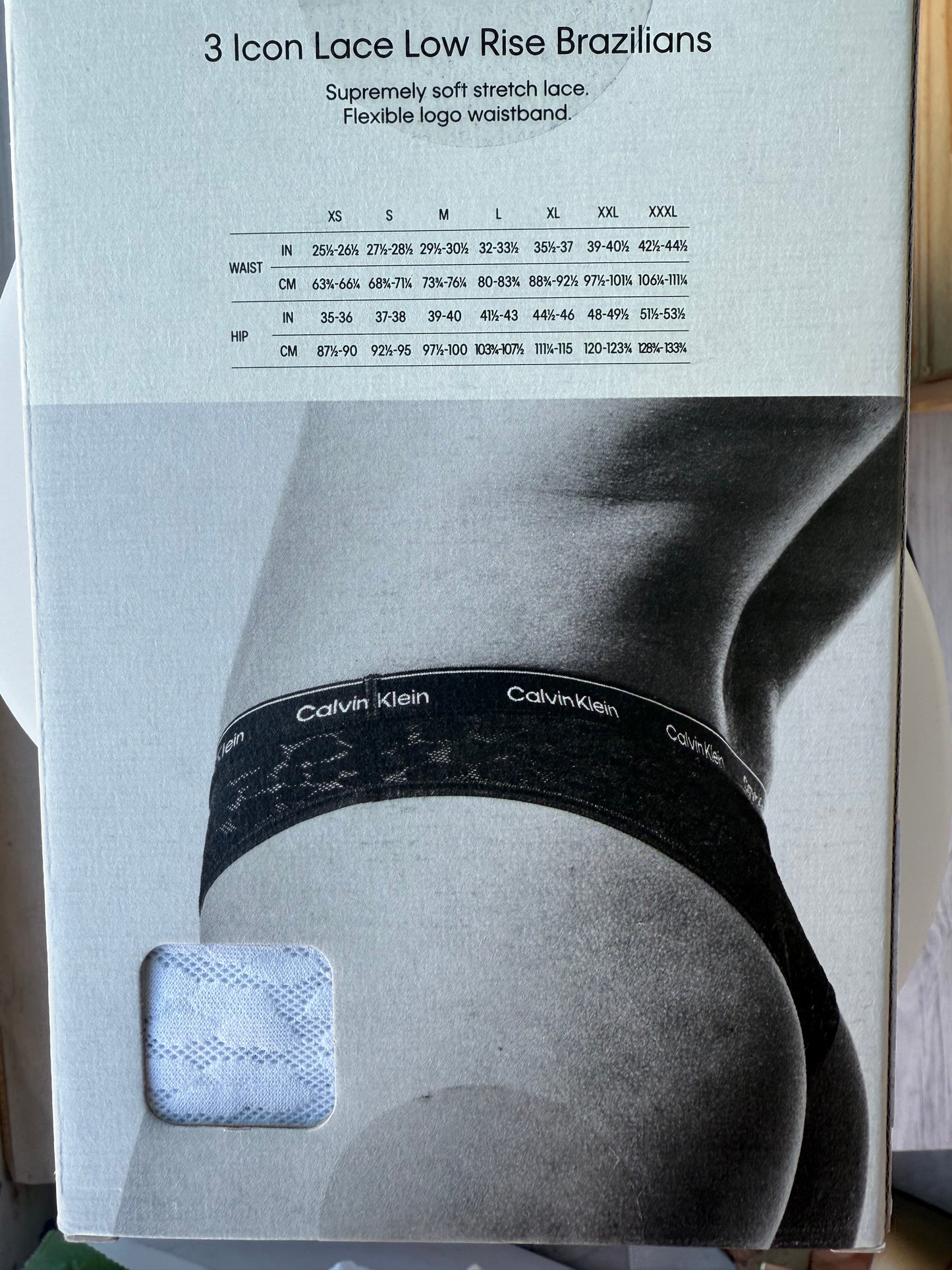 Pack 3 bragas brasileñas encaje elástico colección Icon Lace CALVIN KLEIN