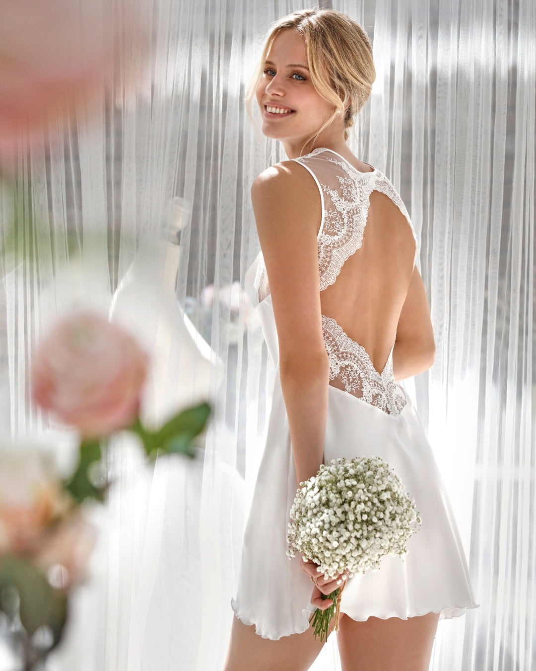 camisón novia espalda descubierta bordado ivette bridal