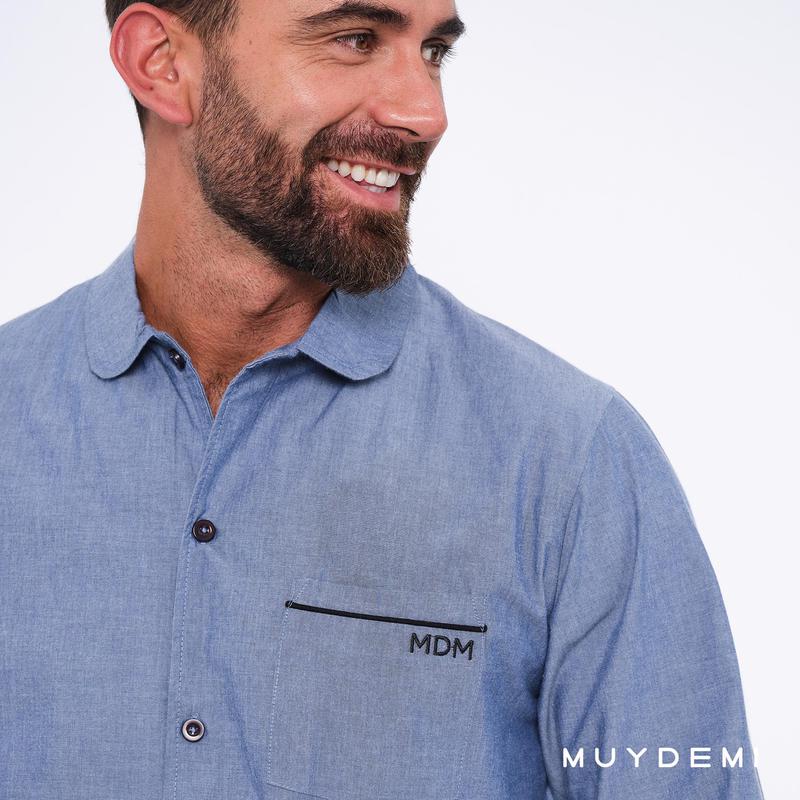 Pijama de hombre abierto tela popelín algodón MUYDEMI