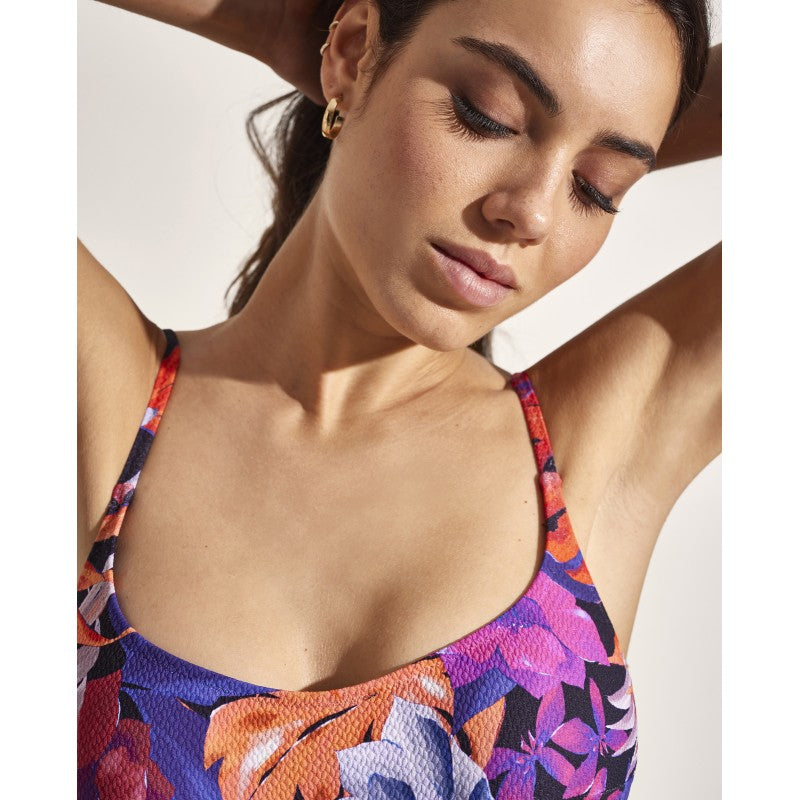 Bañador reductor estampado floral fondo negro SELMARK