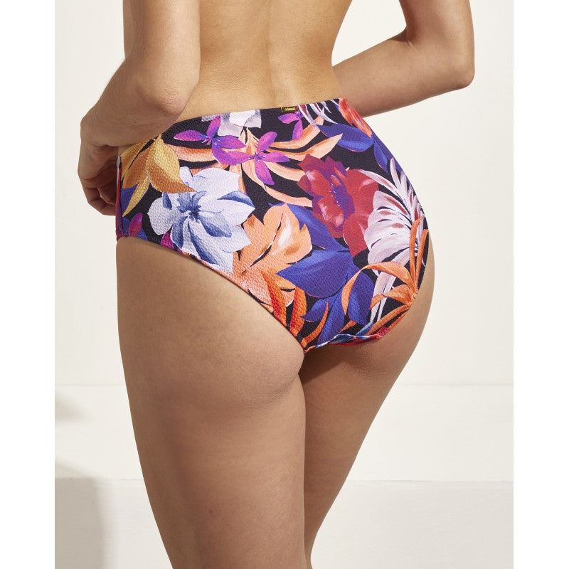 Braga bikini media alta COMBINABLE estampado sobre fondo negro SELMARK