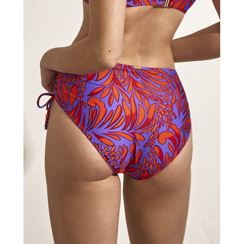 Braga bikini media alta COMBINABLE estampado naranja y morado SELMARK