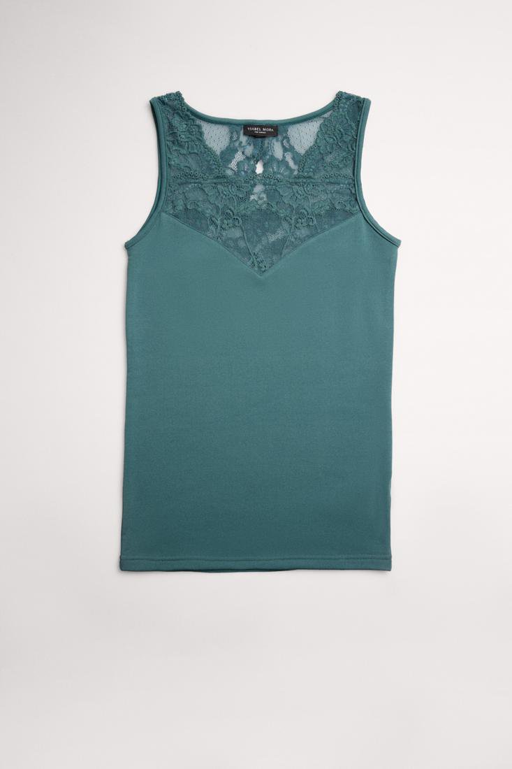 Camiseta térmica tirante ancho con encaje en el escote Ysabel Mora