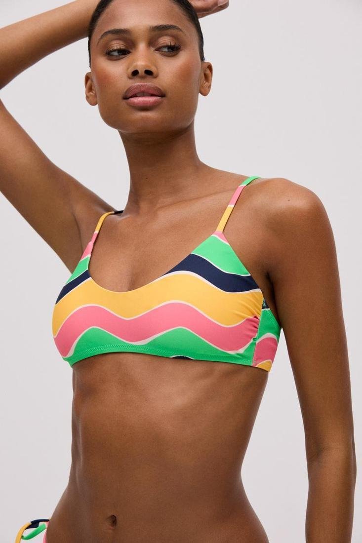 Top bikini sin aros copa B COMBINABLE estampado ondas YSABEL MORA