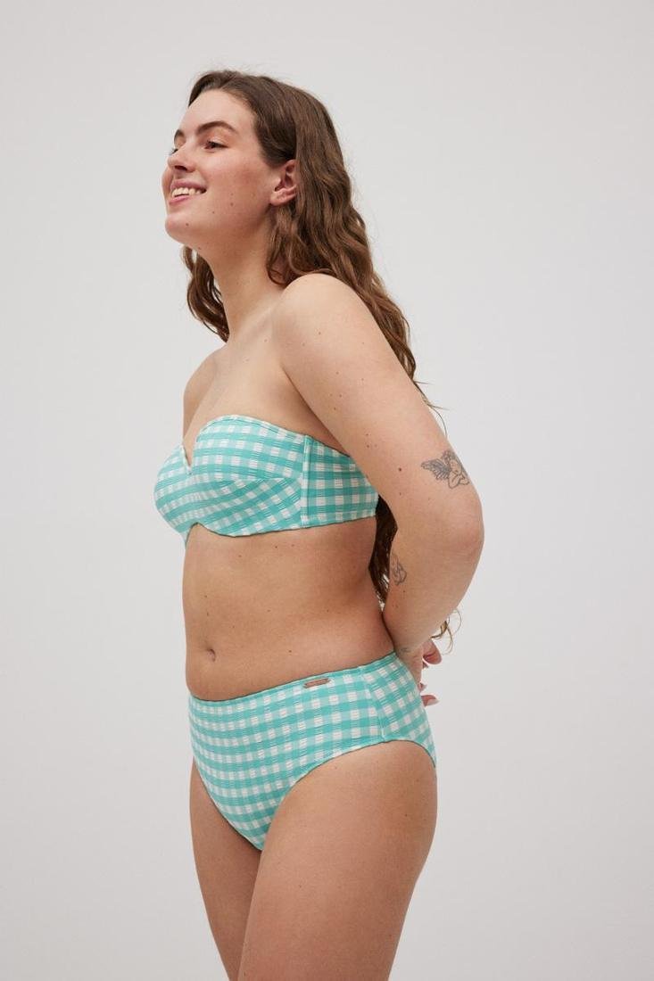 Bikini bandeau con aro y foam estampado cuadros vichy YSABEL MORA copa C