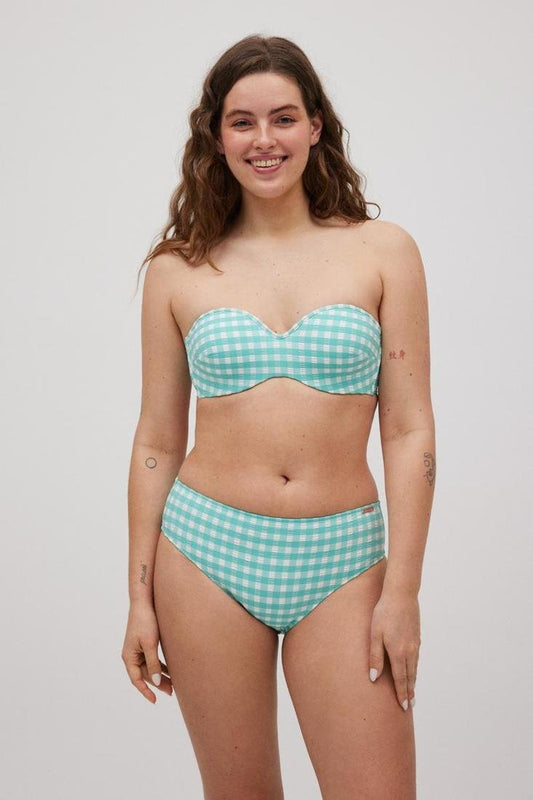 Bikini bandeau con aro y foam estampado cuadros vichy YSABEL MORA copa C