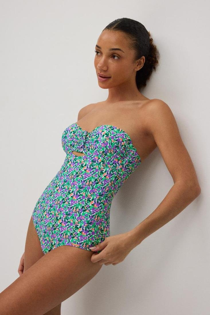 Bañador bandeau con aros estampado flores pequeñas YSABEL MORA