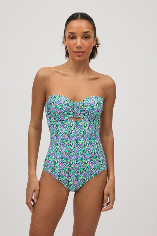 Bañador bandeau con aros estampado flores pequeñas YSABEL MORA