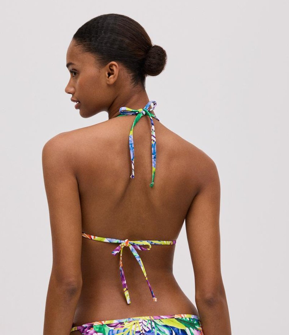 Top bikini triángulo PUSH UP copa B COMBINABLE estampado tropical YSABEL MORA