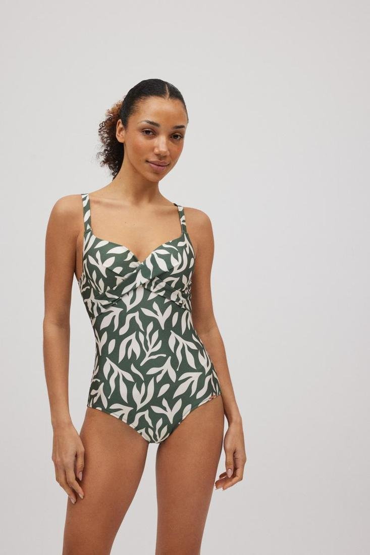 Bañador REDUCTOR con aros y foam estampado hojas copa B YSABEL MORA