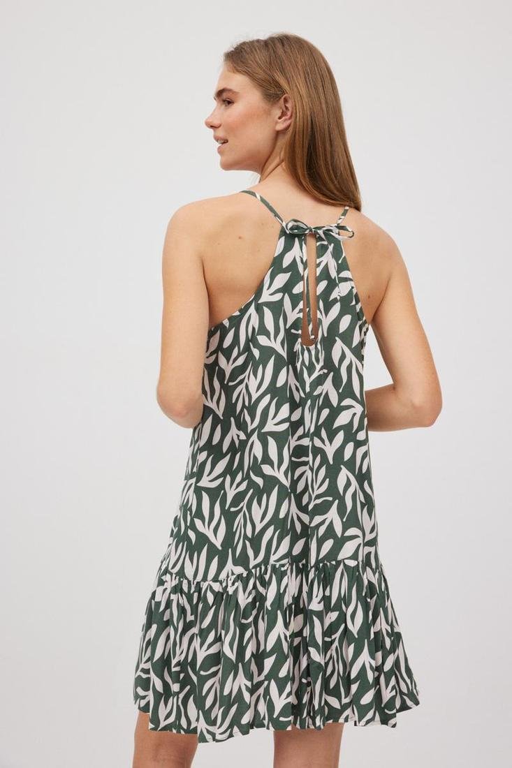 Vestido playero mujer cuello halter estampado verde caqui YSABEL MORA