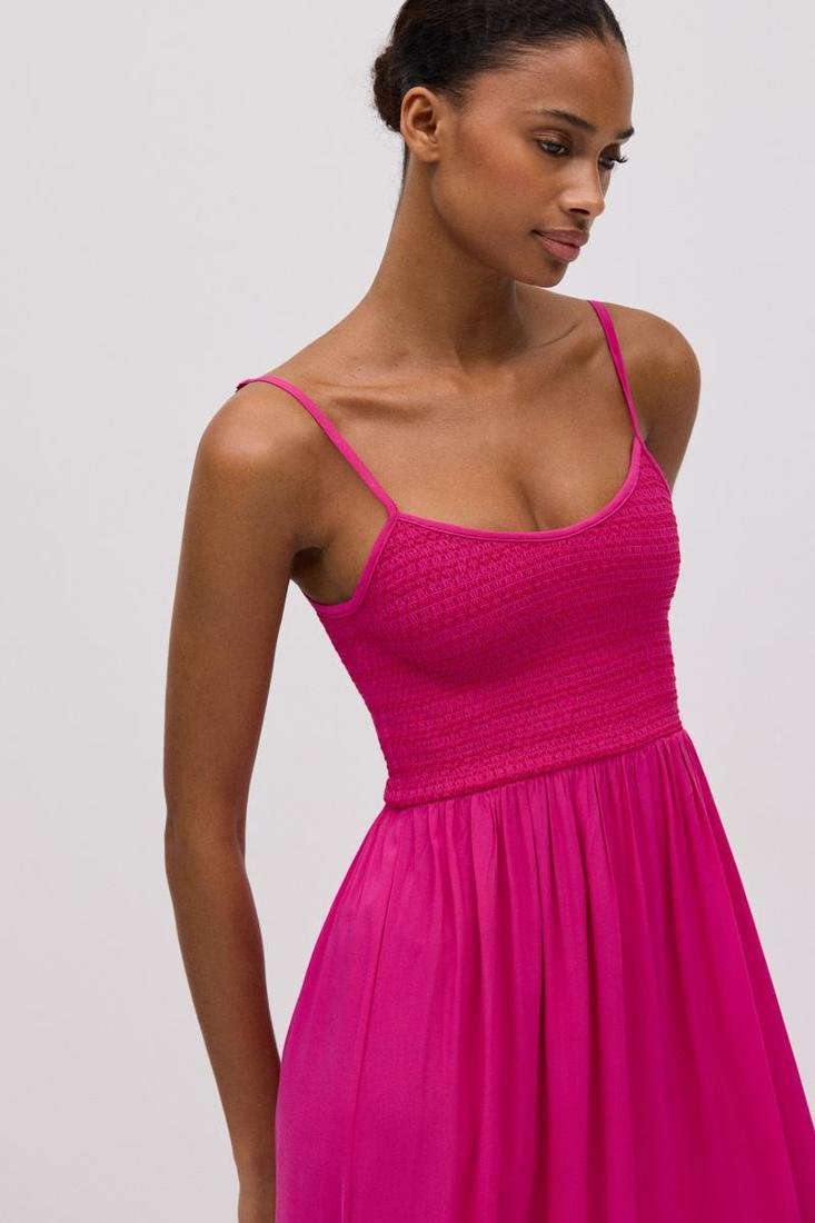 Vestido largo de tirantes con cuerpo elástico YSABEL MORA