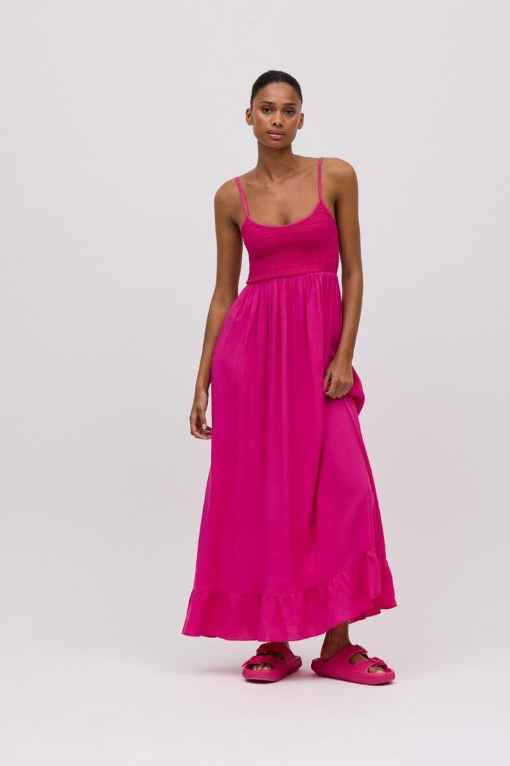 Vestido largo de tirantes con cuerpo elástico YSABEL MORA